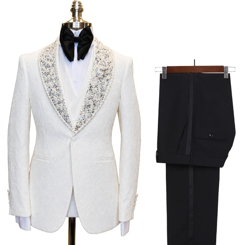 Costume mariage homme blanc 3 pièces – CLEVI Paris