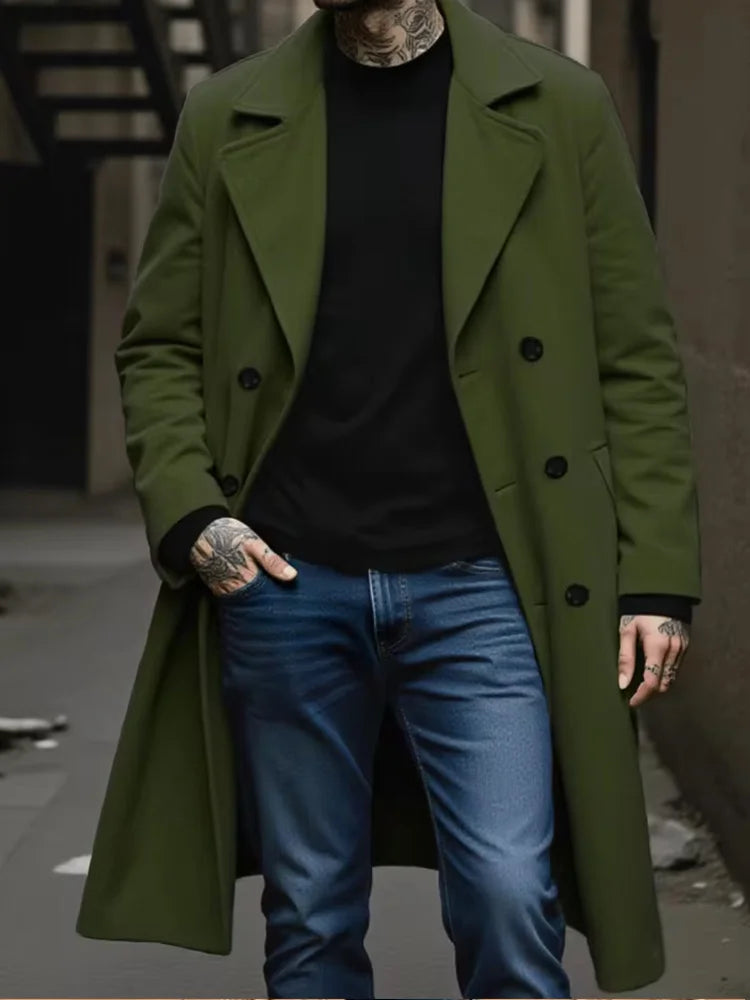 Manteau homme croisé aspect laine à revers – CLEVI Paris
