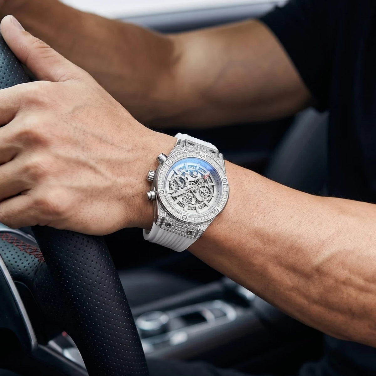 Montre Quartz Tonneau Cadran Creux ONOLA Homme Silicone – CLEVI Paris
