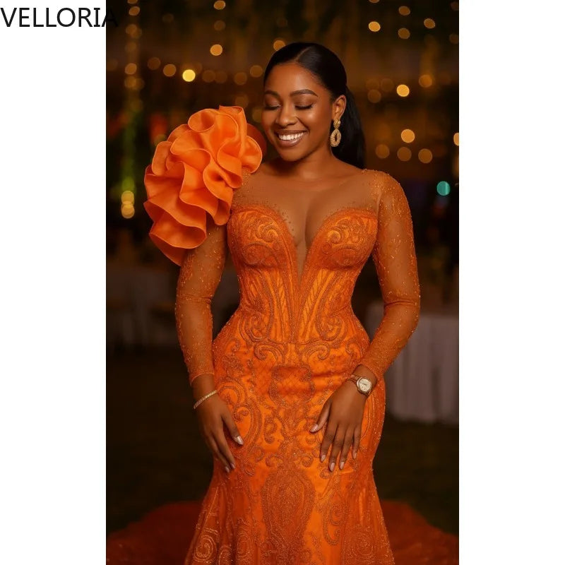 Robe de soirée sirène en dentelle – CLEVI Paris
