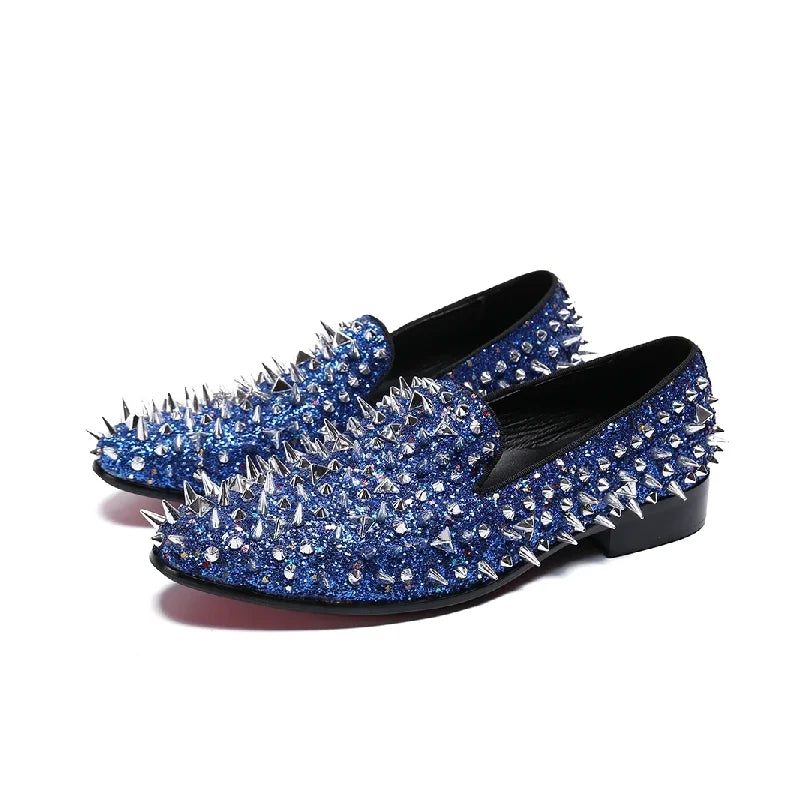 Loafers Homme Clous Spikes Cuir Véritable Slip-On Bout Pointu Luxe Mariage 5 Coloris – CLEVI Paris