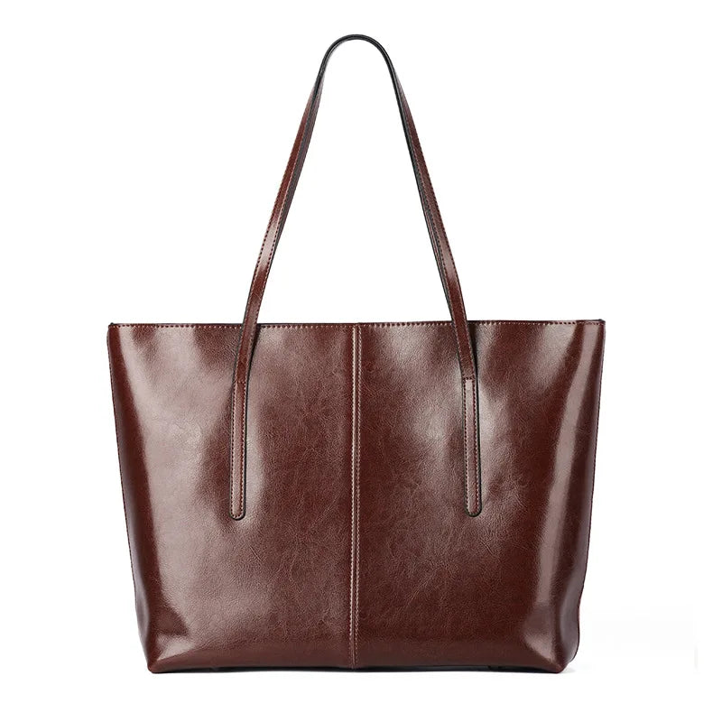 Tote Bag Cuir Véritable Femme Grande Capacité Bureau Style Vintage Élégant – CLEVI Paris