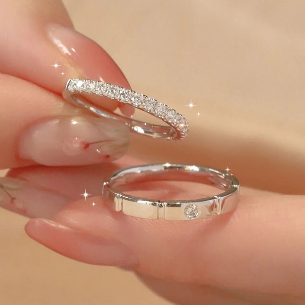 Ensemble Bagues Couple en Moissanite et Argent 925 – CLEVI Paris