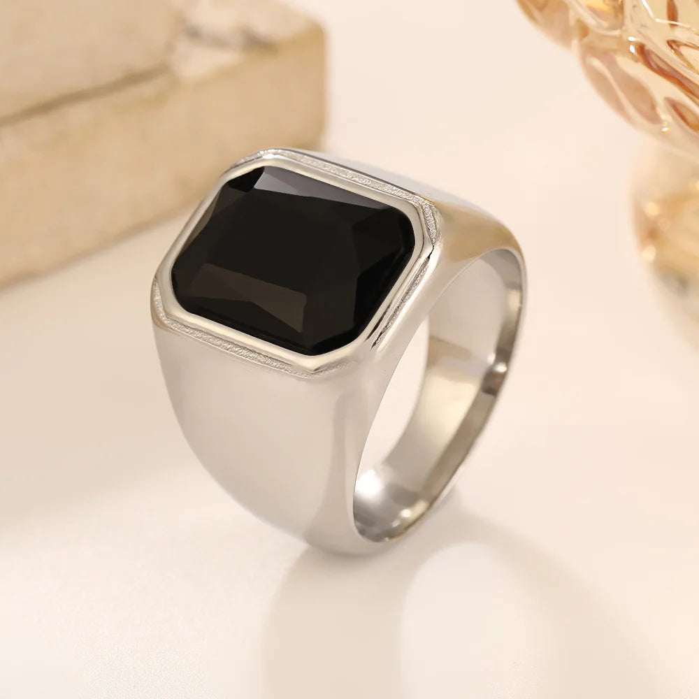 Bague homme carrée en acier et zirconium – CLEVI Paris