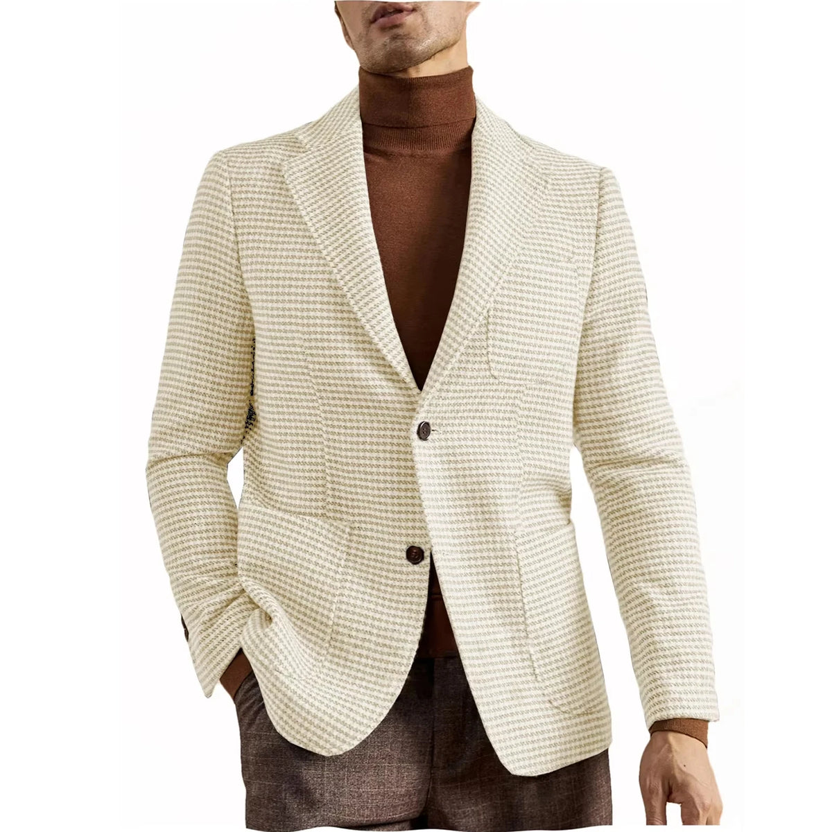 Blazer homme pied-de-poule en laine mélangée – CLEVI Paris