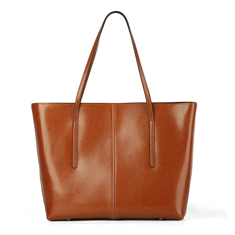Tote Bag Cuir Véritable Femme Grande Capacité Bureau Style Vintage Élégant – CLEVI Paris