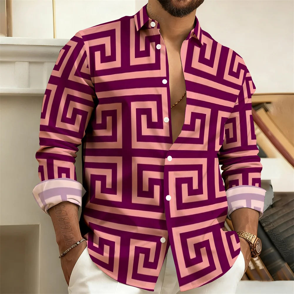 Chemise imprimée homme manches longues – CLEVI Paris