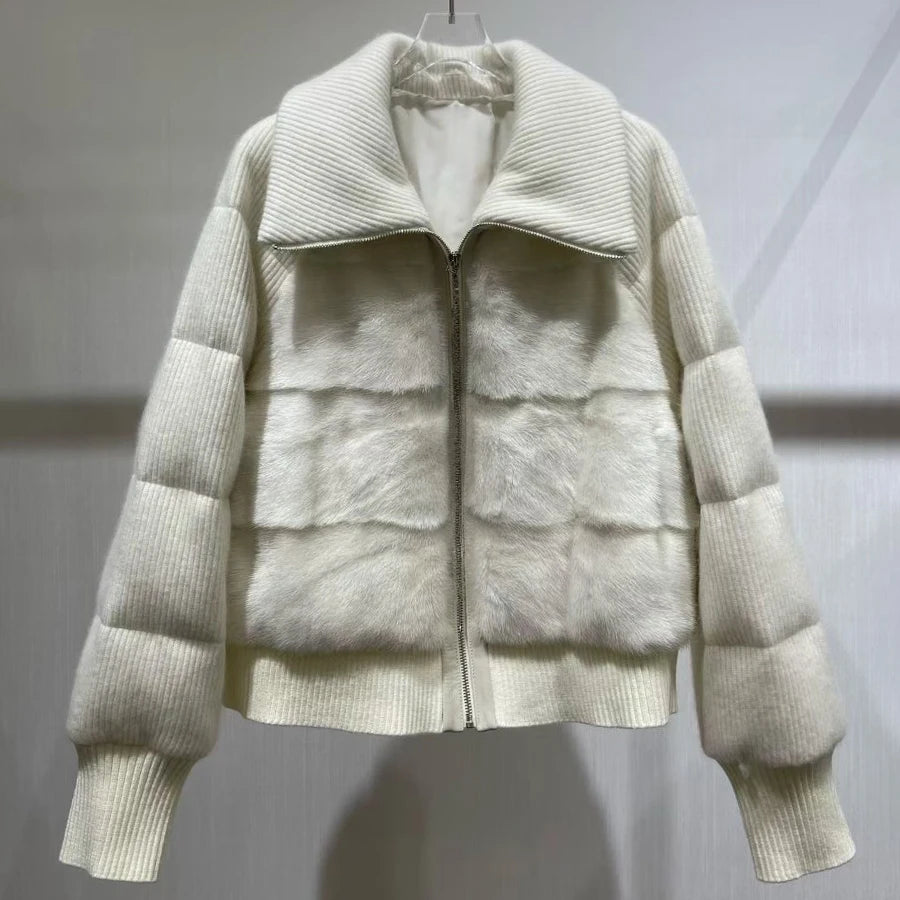 Veste courte femme zippée à grand col – CLEVI Paris