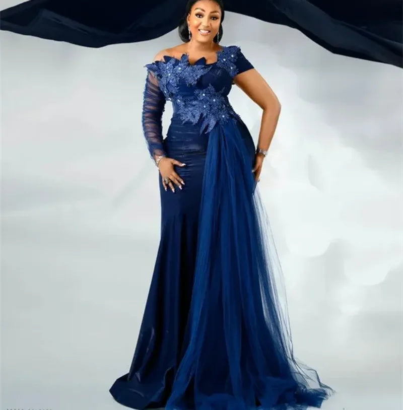 Robe de soirée sirène en dentelle une épaule – CLEVI Paris