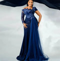 Robe de soirée sirène en dentelle une épaule – CLEVI Paris