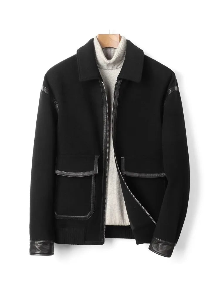 Blouson homme en laine à détails contrastés – CLEVI Paris