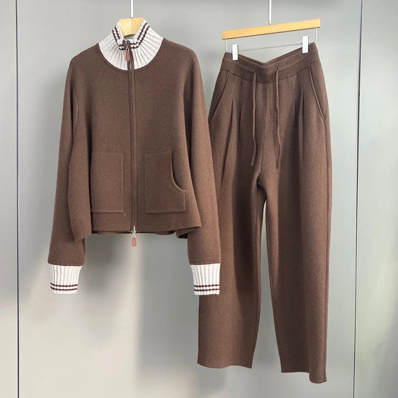 Ensemble femme GPBD en maille à col contrasté – CLEVI Paris