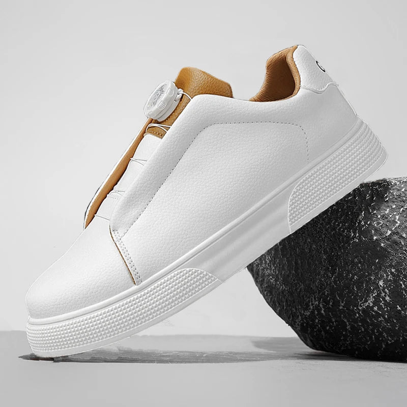 Sneakers Casual Homme Cuir PU Blanc Noir Bleu – CLEVI Paris