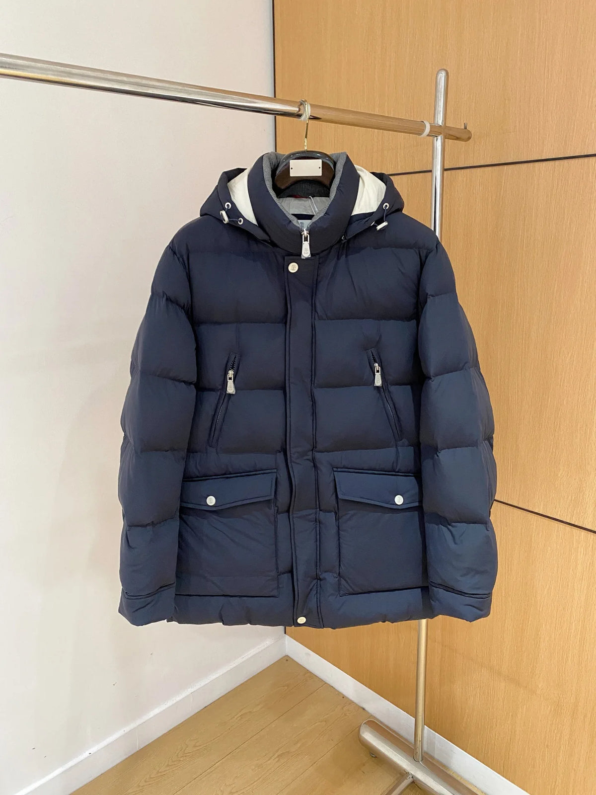 Veste homme à capuche en duvet de canard – CLEVI Paris