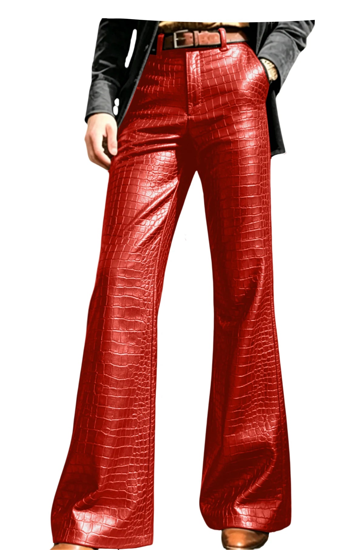 Pantalon évasé effet crocodile homme – CLEVI Paris