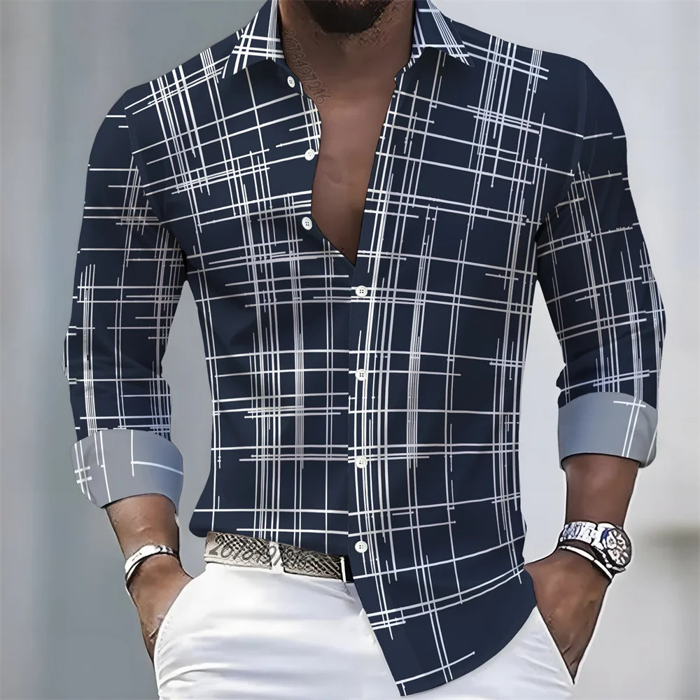 Chemise Homme Rayée à Manches Longues – CLEVI Paris