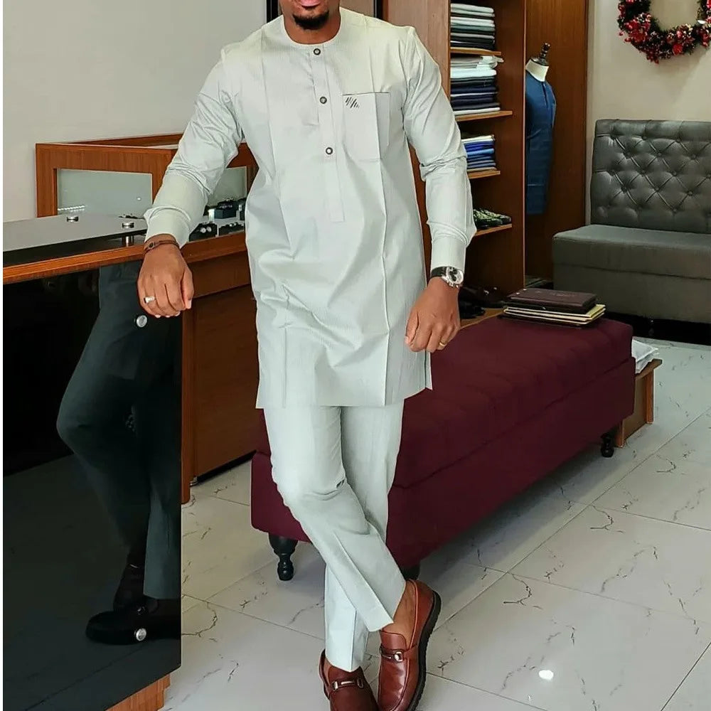 Ensemble Deux Pièces Kaftan Homme Brodé – CLEVI Paris