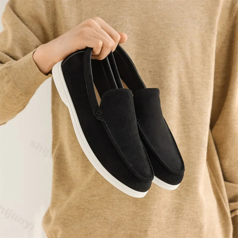 Mocassins homme en daim à enfiler – CLEVI Paris