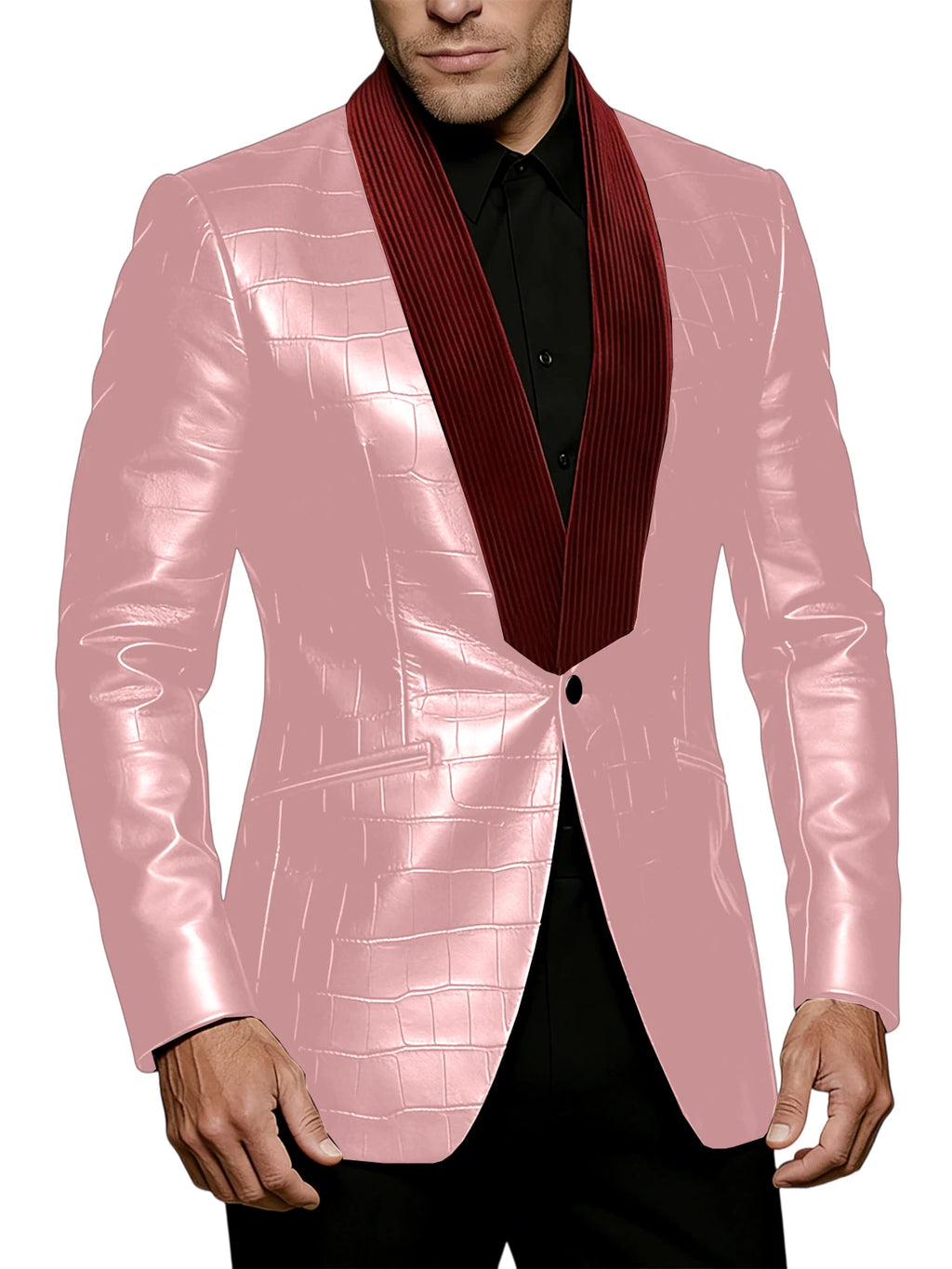 Blazer homme effet crocodile, col contrasté – CLEVI Paris