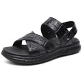 Sandales homme noires en cuir – CLEVI Paris
