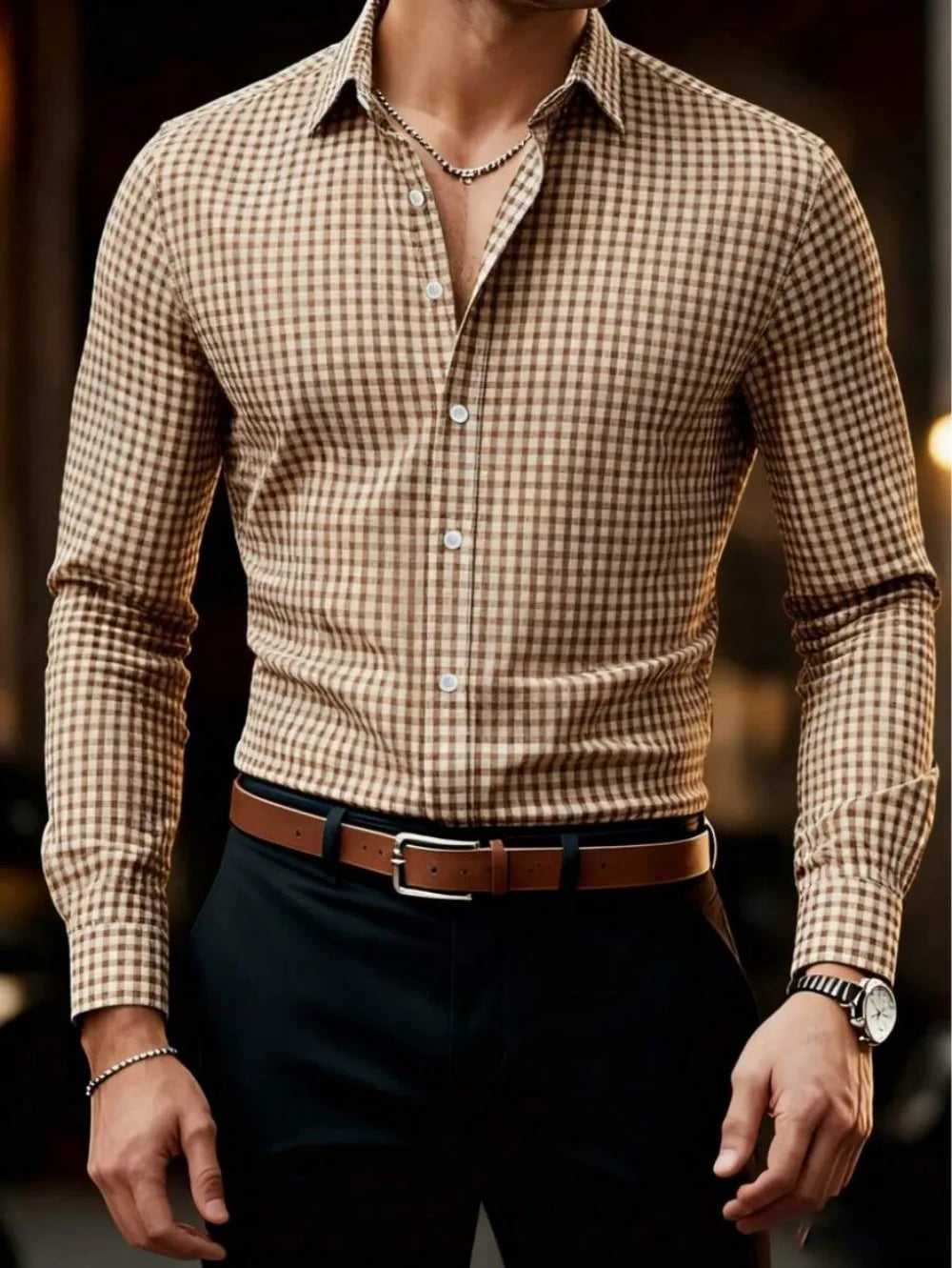 Chemise homme à carreaux en soie – CLEVI Paris