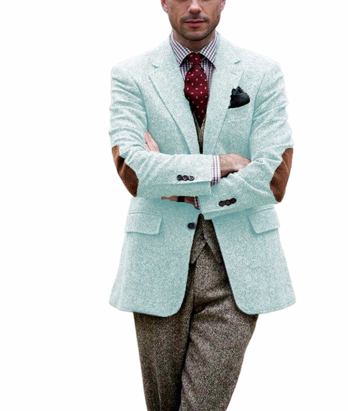 Blazer homme en tweed, revers cranté et coudes – CLEVI Paris