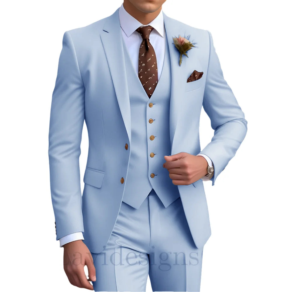 Costume homme 3 pièces, coupe droite plissée – CLEVI Paris