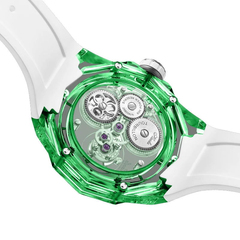 Montre Homme Tourbillon Volant HAOFA 2388 – Boîtier Saphir ou Grenat Transparent Squelette Réserve 60h Édition Limitée – CLEVI Paris