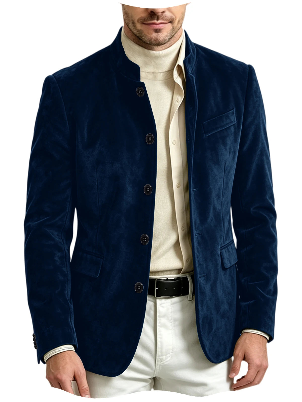 Blazer homme en velours à col montant – CLEVI Paris