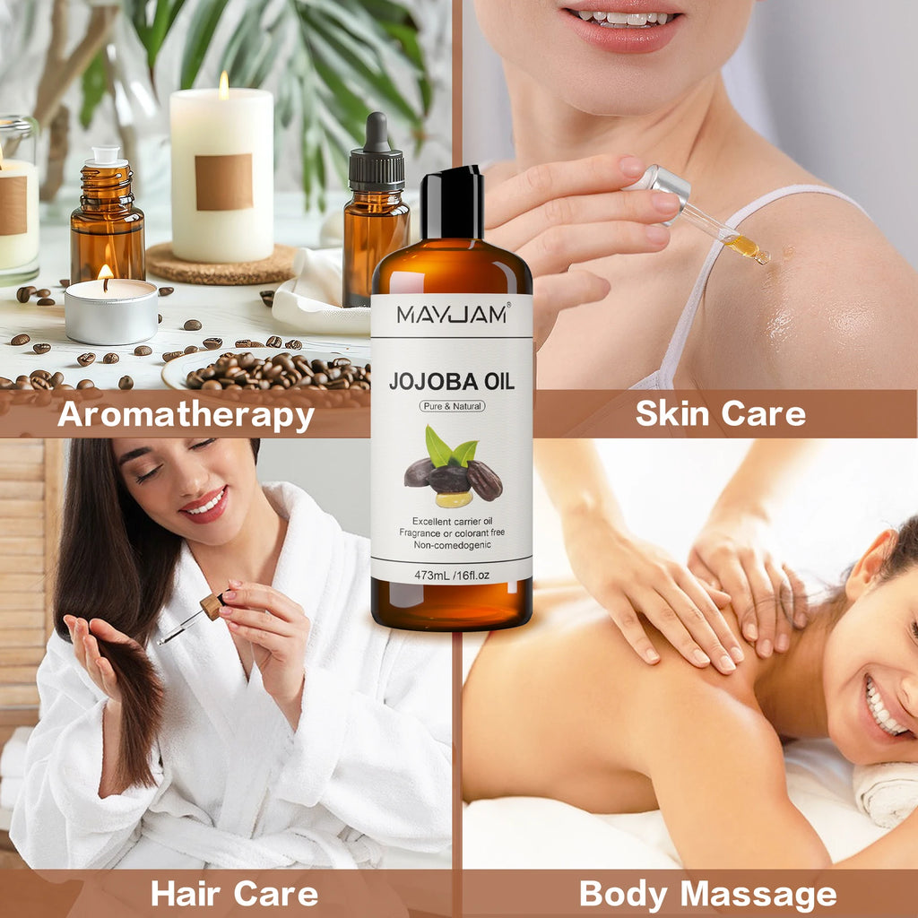 Huiles Végétales Pures MAYJAM 473ml – Argan, Jojoba, Coco, Amande Douce & Plus – CLEVI Paris