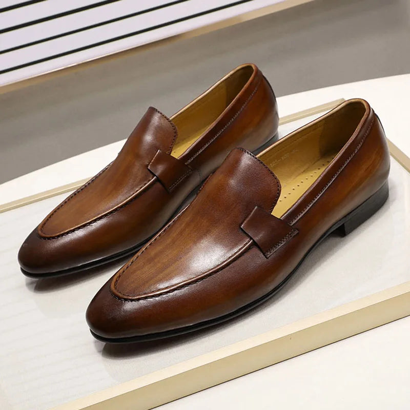 Loafer Cuir Véritable Homme Peint à la Main Slip-On Mariage & Business – CLEVI Paris