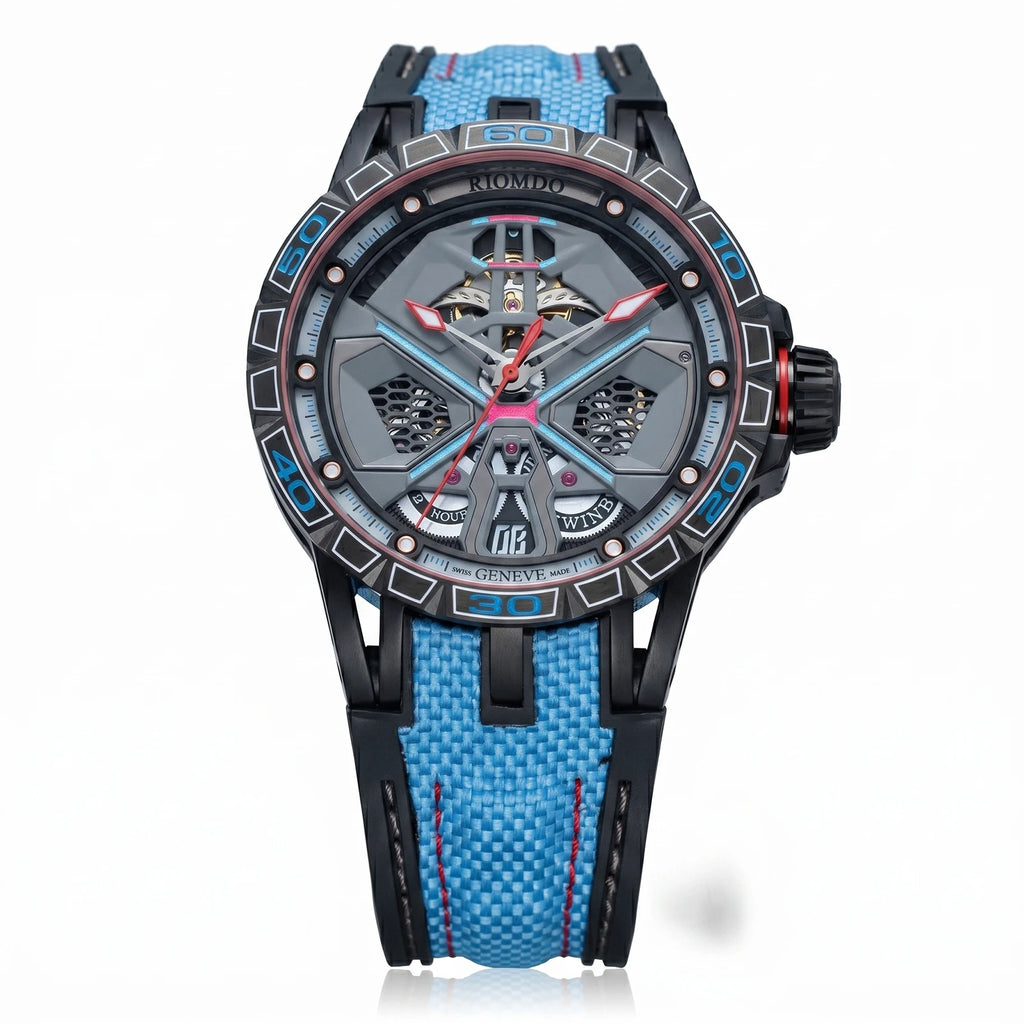 Montre Homme Automatique Squelette Grand Cadran Militaire Acier Oblvlo RD-919 – CLEVI Paris