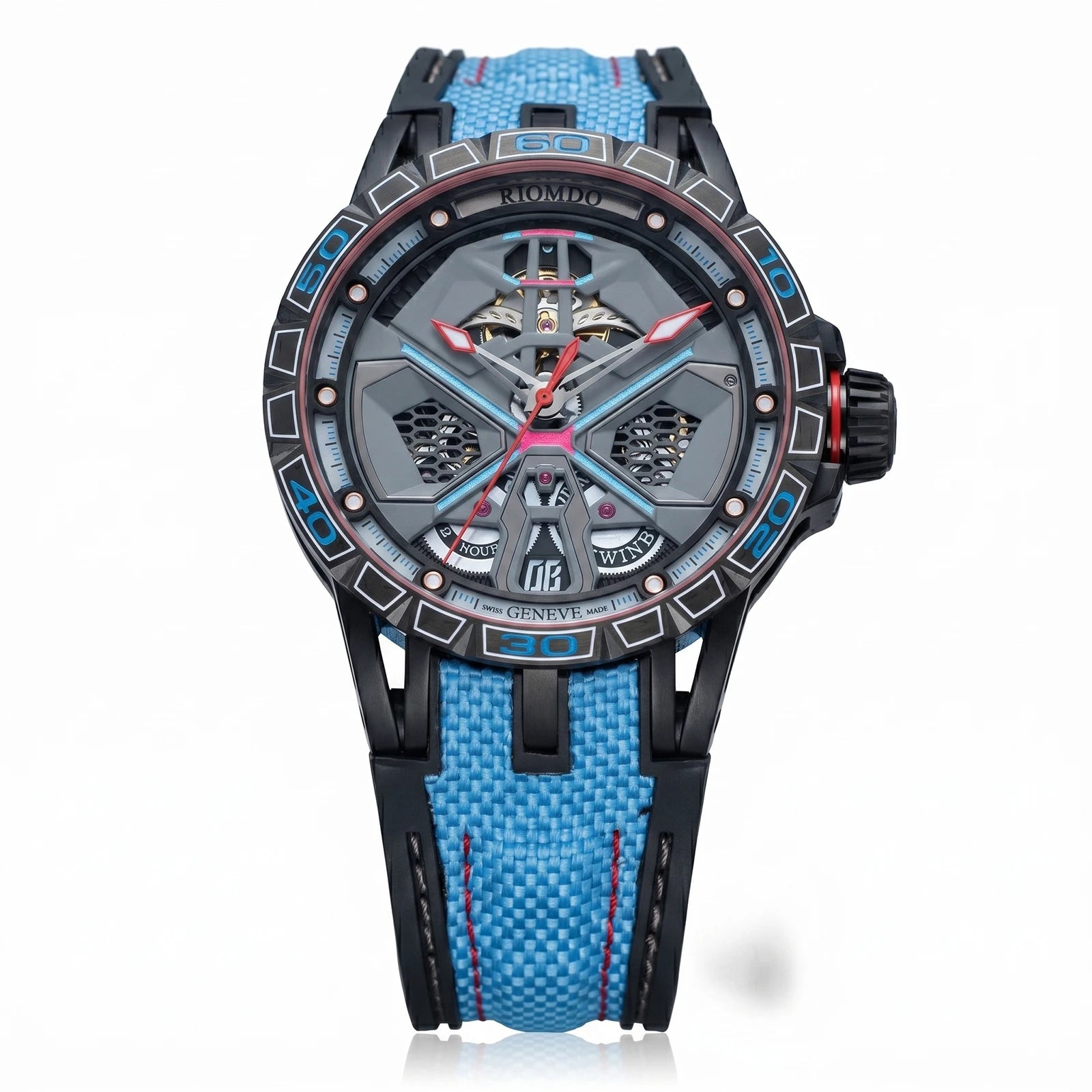 Montre Homme Automatique Squelette Grand Cadran Militaire Acier Oblvlo RD-919 – CLEVI Paris