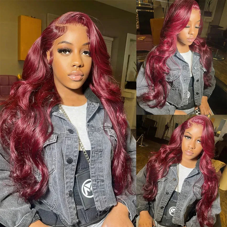 Perruque Lace Front Body Wave #99J Bordeaux Cheveux Humains – CLEVI Paris
