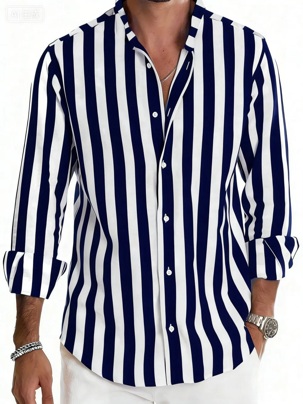 Chemise homme rayée à manches longues – CLEVI Paris