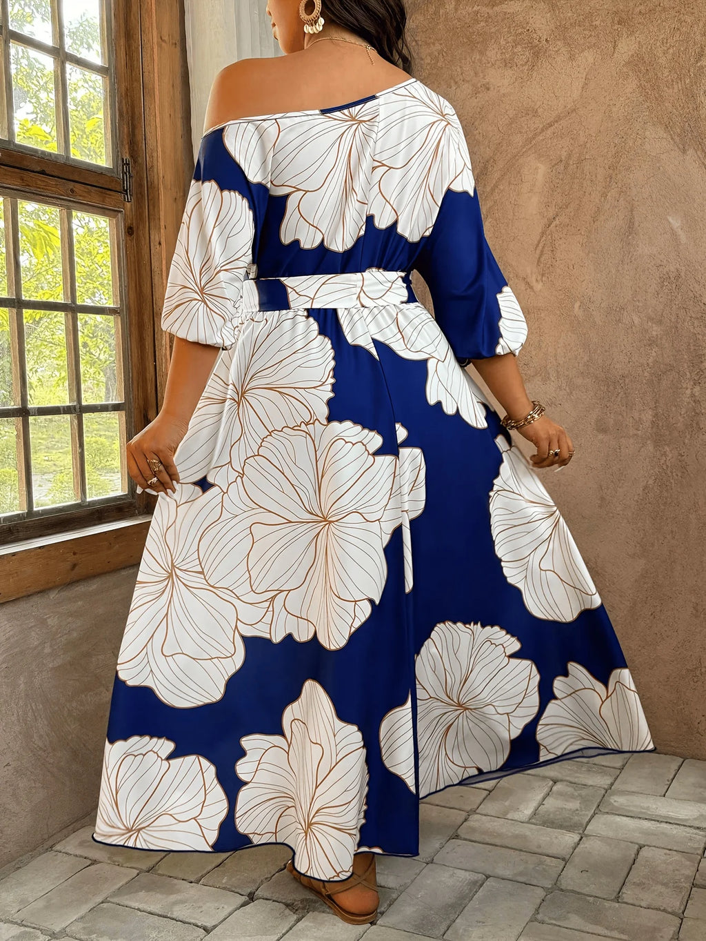 Robe Femme Grande Taille Épaules Dénudées Imprimé Floral Multicolore Bohème – CLEVI Paris