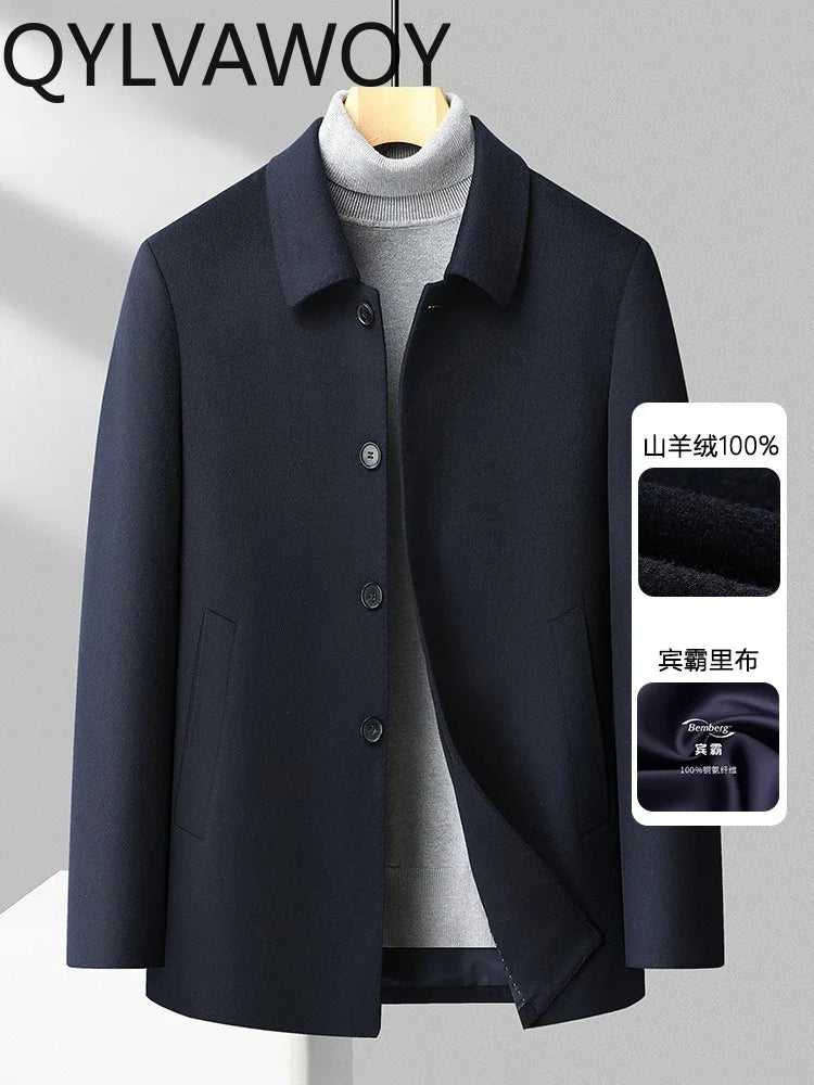 Manteau homme en cachemire bleu marine – CLEVI Paris