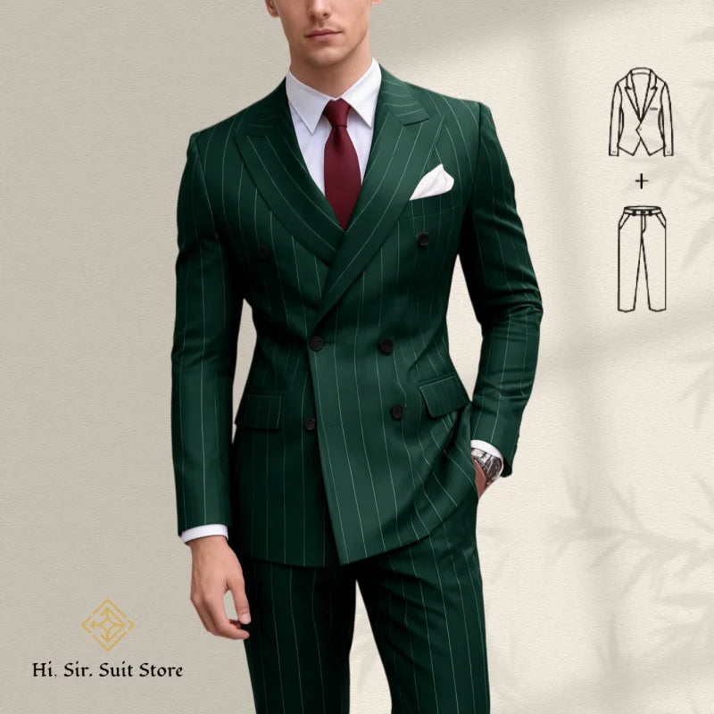 Costume homme bleu 2 pièces, double boutonnage – CLEVI Paris