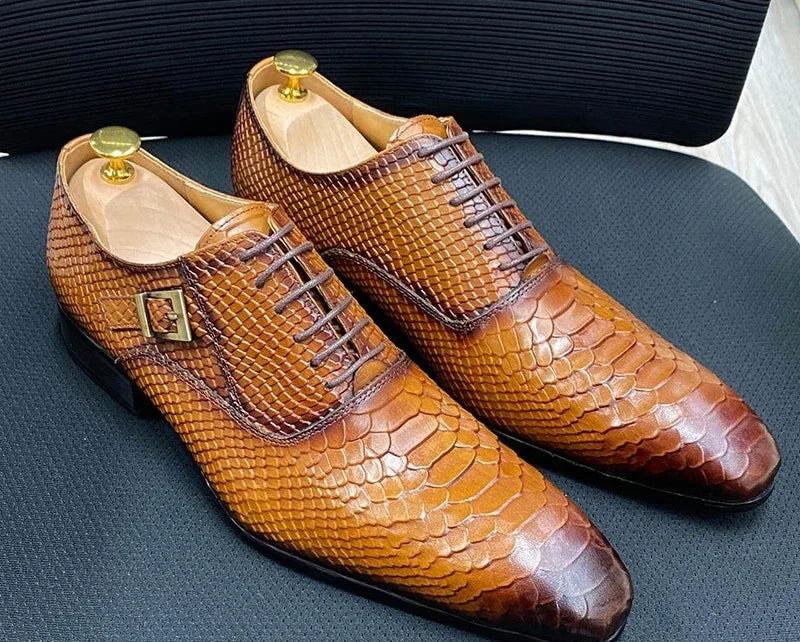 Derby Oxford Homme Cuir Vache Bout Pointu Imprimé Mariage Soirée – CLEVI Paris