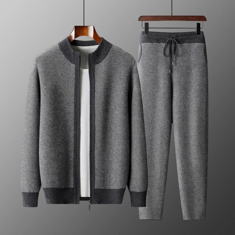 Ensemble homme en laine à chevrons – CLEVI Paris