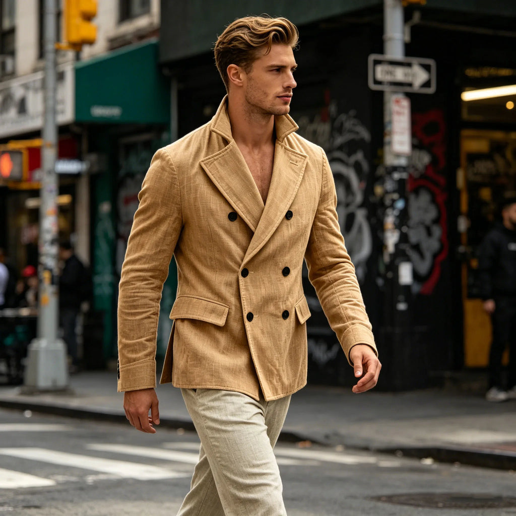 Blazer Croisé Lin Homme – CLEVI Paris