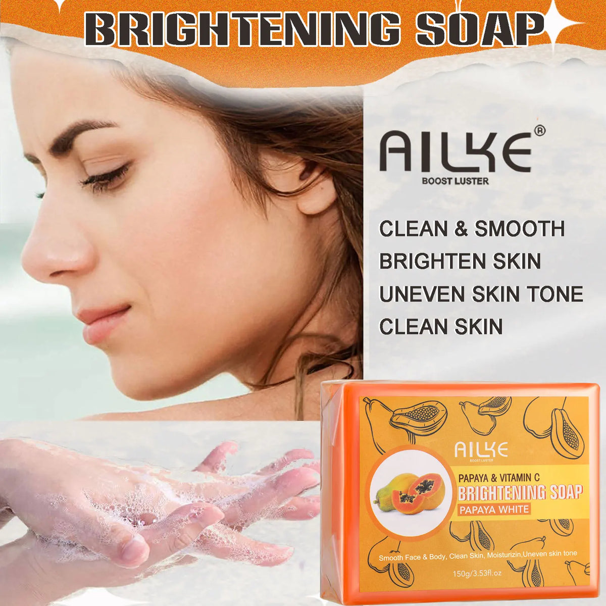 Gamme Multi-Vitamines Éclaircissante AILKE – Lotion, Sérum, Crème & Savon Papaye Anti-Taches – CLEVI Paris
