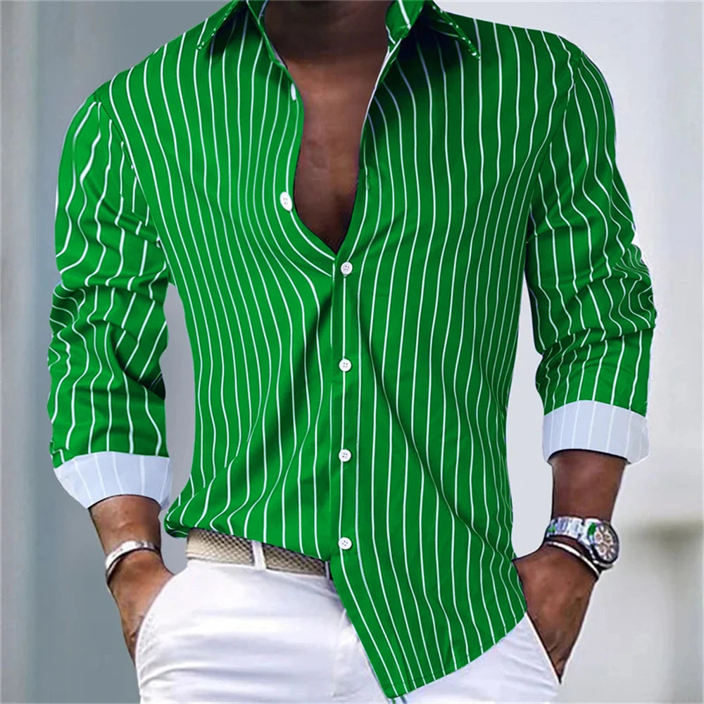 Chemise rayée homme manches longues – CLEVI Paris