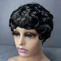 Perruque Pixie Cut Curly Cheveux Humains Brésiliens Sans Lace Bonnet Rose 150% 6 Teintes – CLEVI Paris