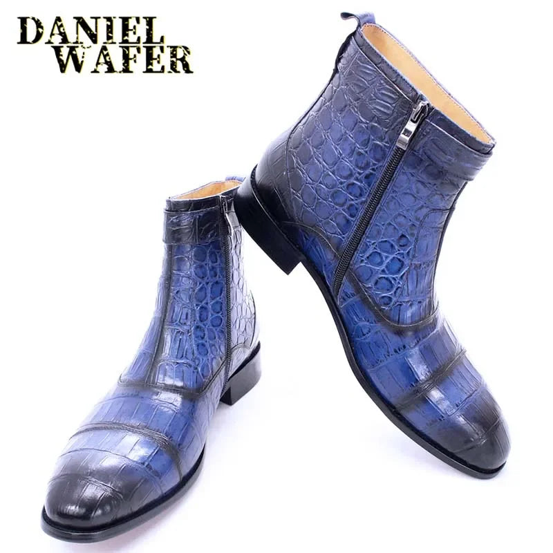 Bottines homme en cuir véritable à zip – CLEVI Paris