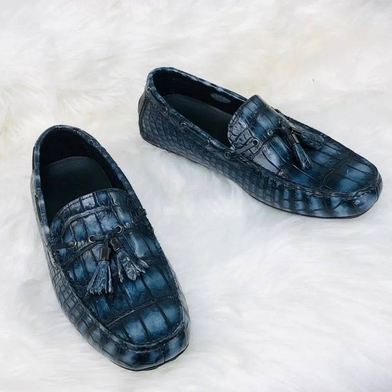 Mocassins homme bleus à franges – CLEVI Paris