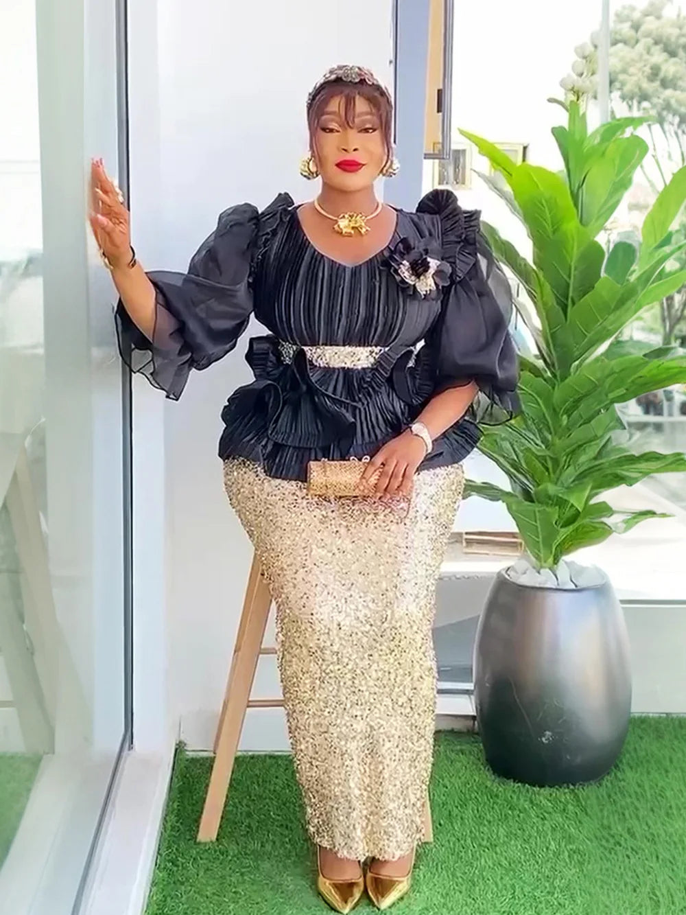 Robe longue africaine de fête – CLEVI Paris