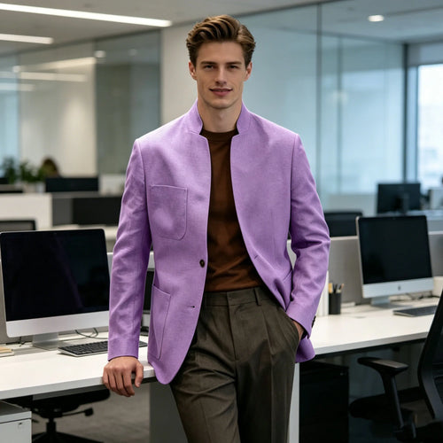 Blazer Lin Homme Col Mandarin – CLEVI Paris