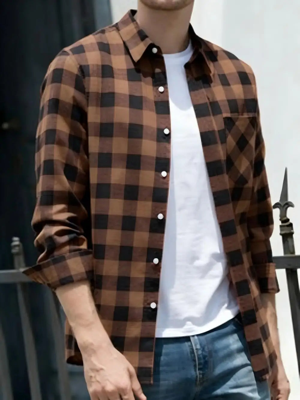 Chemise homme à carreaux en soie – CLEVI Paris