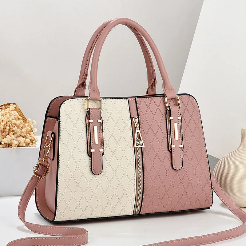Sacoche Femme Effet Croco Bicolore Grande Capacité Épaule Bandoulière Bureau – CLEVI Paris